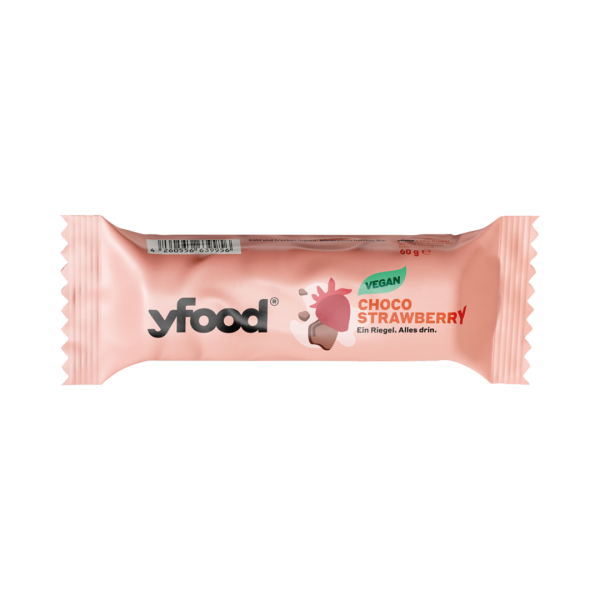 674687, yfood Riegel VEGAN Choco Strawberry, Ein Riegel, Alles drin, 60g
